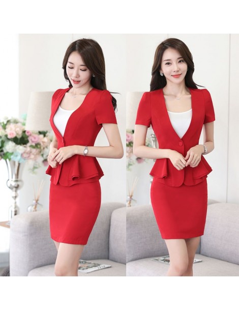 Skirt Suits 2019 Summer Slim Fashion Formal OL Styles Skirt Suits With Tops And Skirt For Ladies Blazers Beauty Salon Work We...