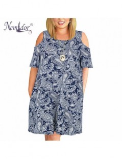 Dresses Women Casual O-neck Off The Shoulder Midi Plus Size Summer Dress Short Sleeve Loose Vintage Dress With Pockets - blue...