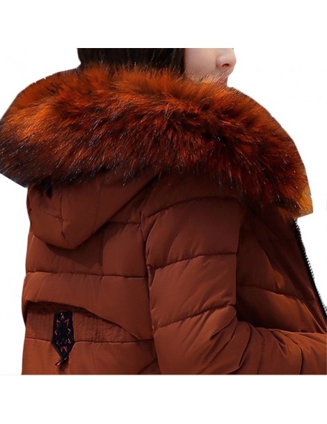 Parkas New Winter Warmth Straight Down cotton Jacket Fashion Hooded Fur collar Long Coat Plus size Womens Zipper Fluffy Parka...