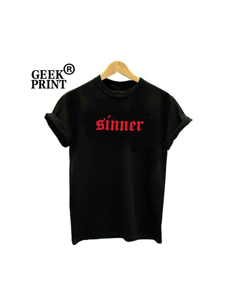 Sinner T Shirt Women Red Logo Printed Harajuku Summer Lady T-Shirt Grunge Metal Rock Tshirt Camisetas Dropshipping - Black T...