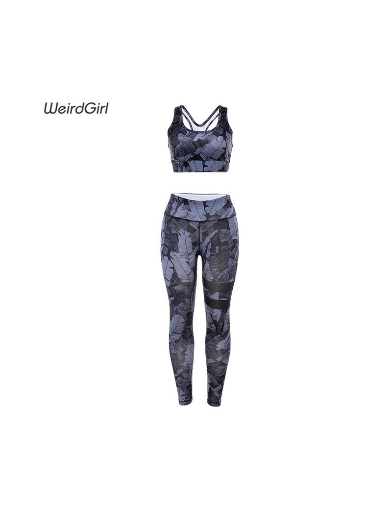 women sportswear fitness 2 pieces set stracksuit print casual sleeveless gym clothing slim thin elastic stretched new - Blac...