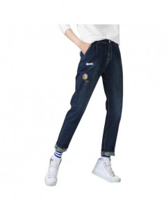 Jeans Denim Jeans Women 2018 New Pattern Embroidery Ladies Jeans Mid-Waist Full Length Slim Casual Pants - Lighting Blue - 4C...