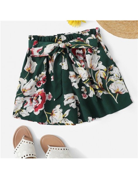 Shorts Self Tie Floral Print Shorts Elastic Waist Wide Leg Boho Shorts 2019 Fashion Summer Streetwear Women Casual Shorts - M...