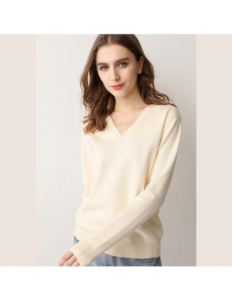 Pullovers New 2019 Autumn-Spring Fashion Women Sexy V-neck Knit candy color Sweater Outerwear Pullover Tops Knitted Cashmere ...