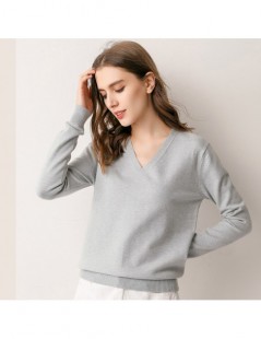 Pullovers New 2019 Autumn-Spring Fashion Women Sexy V-neck Knit candy color Sweater Outerwear Pullover Tops Knitted Cashmere ...
