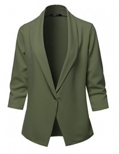 Blazers 2019 Autumn new long-sleeved solid color lapel small suit jacket women's jacket vadim famale jaket Blazer - Army Gree...
