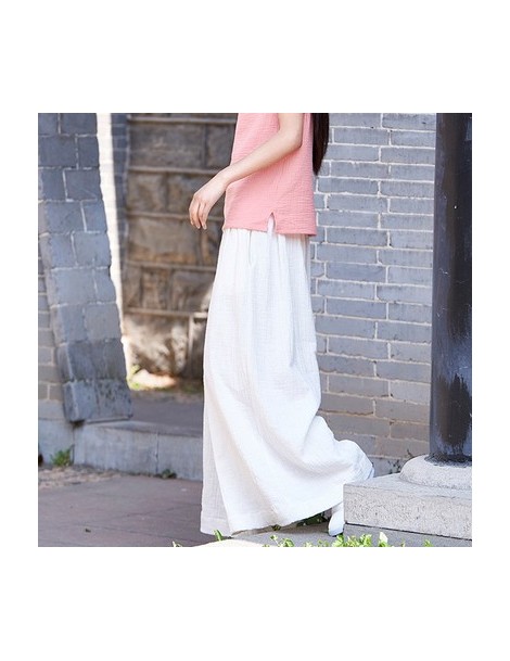 2018 spring summer culottes pants vintage linen pants loose full length trousers women wide pants white 6 colorsBXF2299 - Wh...