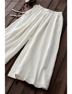 Pants & Capris 2018 spring summer culottes pants vintage linen pants loose full length trousers women wide pants white 6 colo...