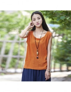 Tank Tops Women Tanks Sleeveless O-Neck 2019 Summer Shirt New 9 Color Solid Casual Cotton Linen Vintage Women Clothes Vest To...