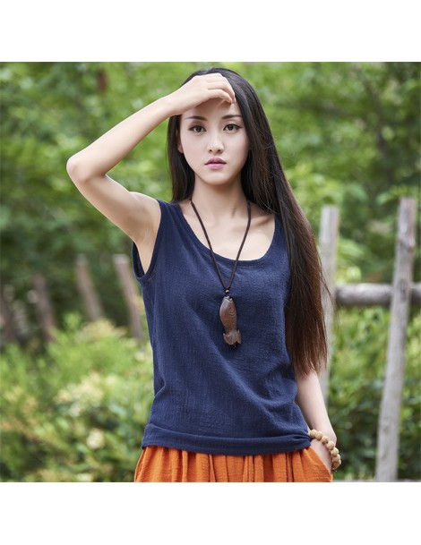 Tank Tops Women Tanks Sleeveless O-Neck 2019 Summer Shirt New 9 Color Solid Casual Cotton Linen Vintage Women Clothes Vest To...