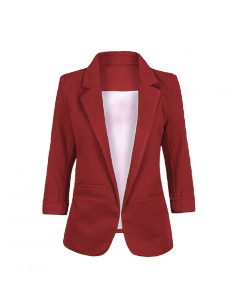 Blazers Candy-Color Three Quarter Sleeve Female Jacket Blazer Office Coat Notch Women Suit Solid Women's Blazer And Jackets c...