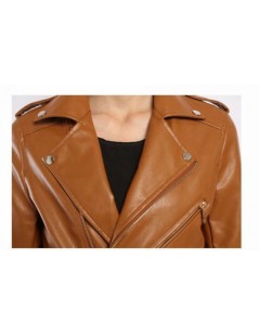 Jackets 2017 Spring Leather Jacket Women Faux Leather Jacket Brown Motorcycle Biker Belted Short Coats Black Pink Coat Jacket...