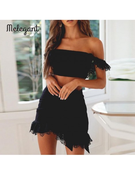 Women's Sets Melegant Embroidery Solid White Women Lace Short Dress Sets Casual Beach Lace Dresses Suits Off Shoulder Sexy Dr...
