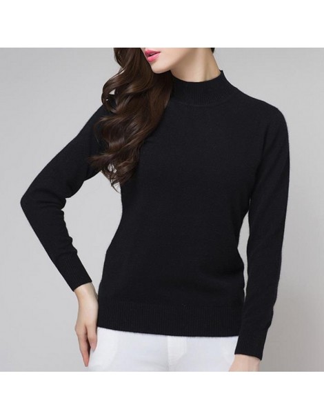 Pullovers Women's Cashmere Elastic Autumn Winter Half Turtleneck Sweaters and Pullovers Wool Sweater Slim Tight Bottoming Kni...