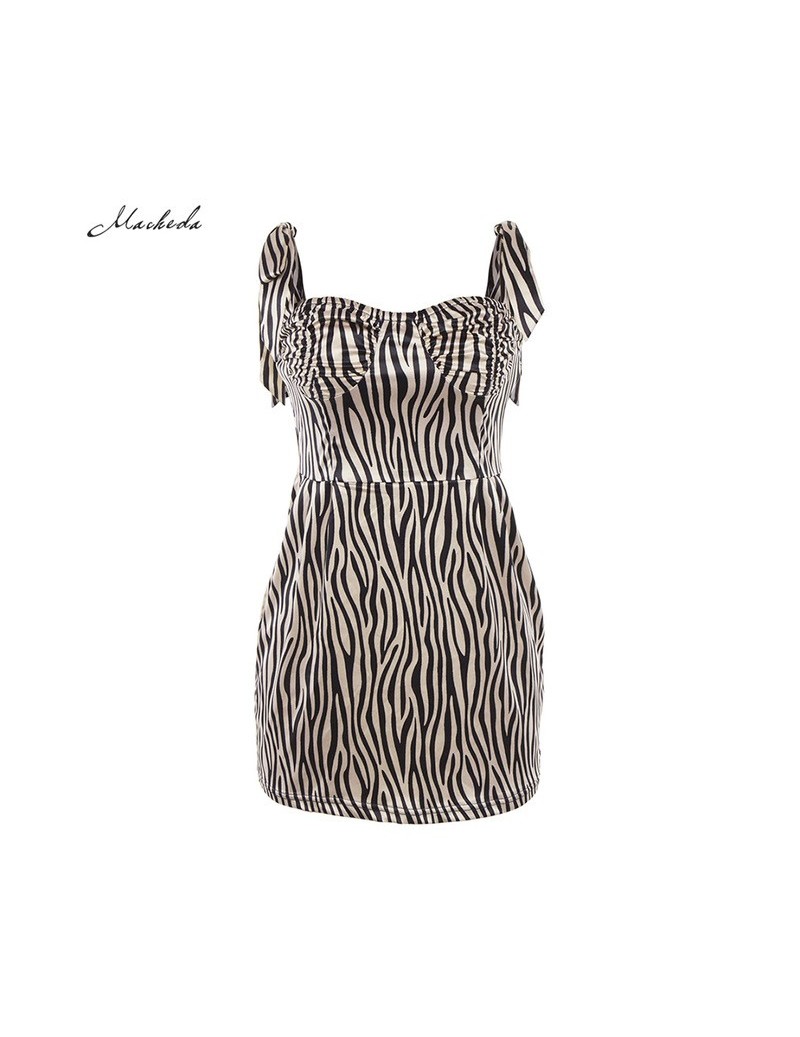 Dresses Women Fashion Slim Zebra Print Dress Sleeveless Adjustable Spaghetti Strap Bodycon Casual Vestidos Dress 2019 New - B...