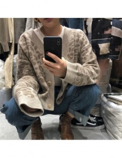 Cardigans Women Autumn Winter Leopard Cardigan Thick Sweater Female Long Sleeve Loose Oversized Outer Knitted Coat Manteau Fe...