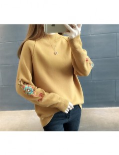 Pullovers Half Turtleneck Women Korean Style Winter White Tops Loose Plus Size Women's Embroidery Sweaters Stretchy Female Pu...