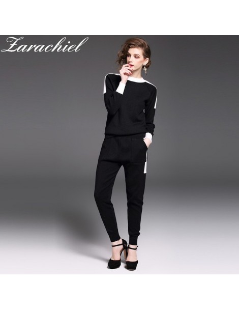 Women's Sets Fashion Knitted Tracksuit 2 Piece Set Outfit Leisure Pant Suit 2019 Woman Casual Pullover Sweater Hoodies And Pa...