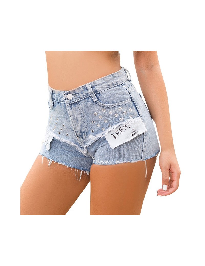 2019 summer hot sale sexy high waist hole jeans women's solid color denim jeans stitching creative jeans шорты женские vadim...