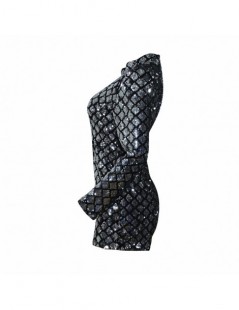 Rompers Sexy Black sequin jumpsuit romper Women high neck bodycon slim bling bling overalls 2018 long playsuit cocktail party...