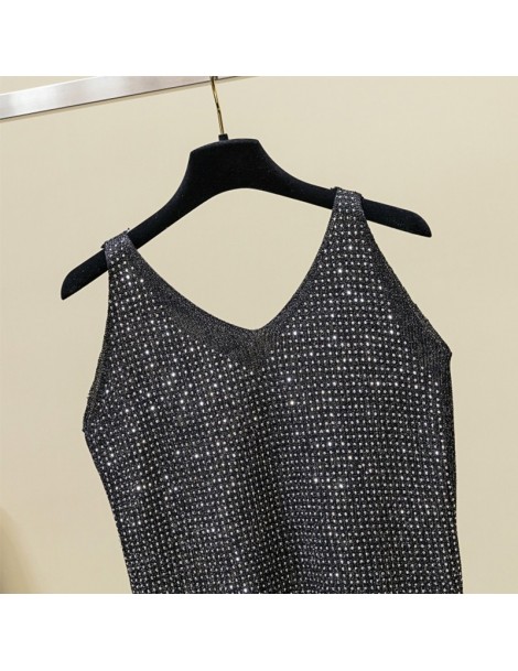 Tank Tops Elegant Metal Crop Top Summer Sexy Club Backless Bralette Beach Halter Sliver Sequined Party Women Knitted Tank Top...