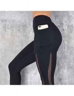 Leggings Sexy Women Leggings Gothic Insert Mesh Side large pocket Design Trousers Pants Big Size Black Capris Sportswear Fitn...