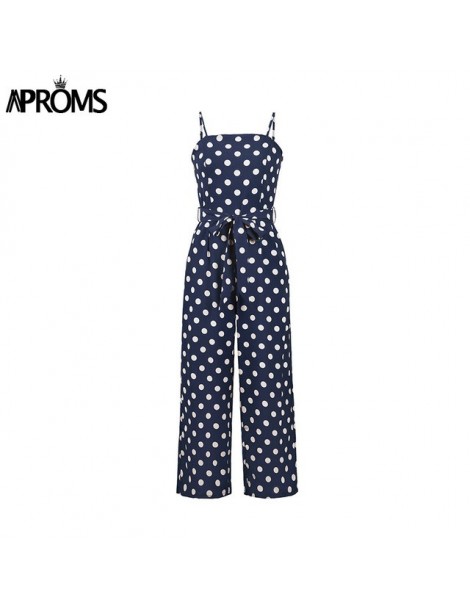 Jumpsuits Chic Dot Printed Summer Strap Jumpsuit Women Elegant Sashes Bow Tie Loose Wide Leg Rompers Yellow Cropped Overalls ...