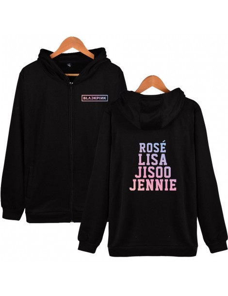 Hoodies & Sweatshirts 2018 BlackPink zipper Hoodie With Hat ROSE LISA JISOO JENNIE Men Women Casual Hip Hop Zipper Hoodie Swe...