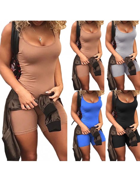 Rompers Bodycon Jumpsuits Rompers Women Ladies Slim Playsuit Summer Fitness Workout Short Trousers Sleeveless Clubwear Short ...