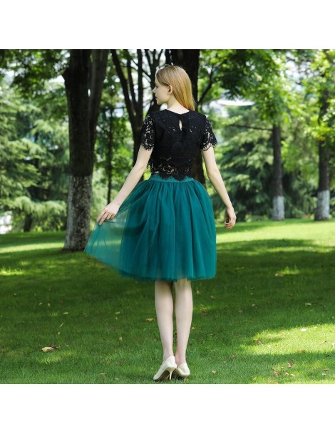 Skirts High Waist 7 Layer Midi Tulle Skirt Tutu Skirts Womens Petticoat Elastic Belt Summer faldas saia jupe 2019 - black blu...