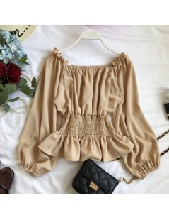 Blouses & Shirts Chiffon Women Shirts Fashion New Salsh Neck Lantern Sleeve Blouse Summer 2019 Korean Slim Waist Ruffles Blus...