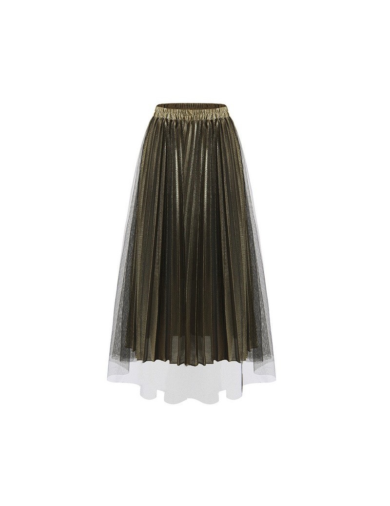 Skirts 2019 Pleated Skirt Half-body Skirt High Waist Yarn Skirt Will Pendulum Skirt -18331 - golden - 5F111114038510 $48.23