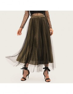Skirts 2019 Pleated Skirt Half-body Skirt High Waist Yarn Skirt Will Pendulum Skirt -18331 - golden - 5F111114038510 $18.90