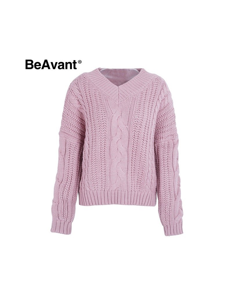 Pullovers Autumn winter knitted pullover 2018 Casual long sleeve pink sweater women Pull female streetwear soft jumpers sweat...