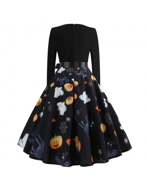 Dresses Robe pin up Vintage Dress Autumn 2019 Skull Print New Year Dress for Women Long Sleeve Rockabilly Party Dresses Big S...