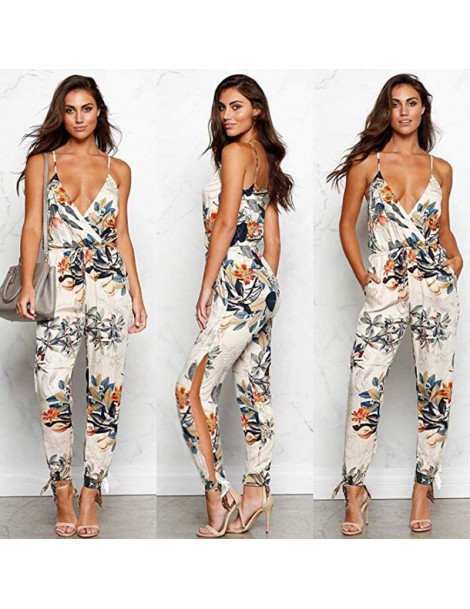 Jumpsuits V Neck Sexy Bodysuits Women With Belt Body Femme Rompers Feminino Floral Playsuit Overalls Print Spring Summer Jump...