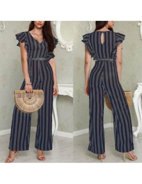 Jumpsuits Two Color Striped Casual Playsuit Women 2018 Summer Sexy V Neck Sleeveless Boho Rompers Jumpsuit Beach Party Overal...