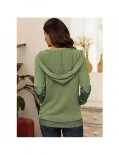 Hoodies & Sweatshirts V Neck Patchwork Design Hoodie Cheap Fashion Women Clothes Hooded Collar With Drawstring Long Sleeved C...