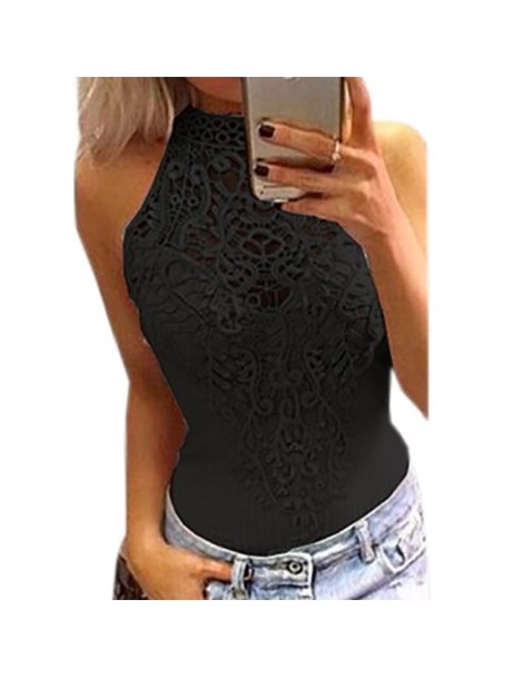 Bodysuits Body Lace Summer Playsuit Bodycon Sleeveless Patchwork Sexy Bodysuit Feminino 2019 New Women Rompers Hollow Out Ove...