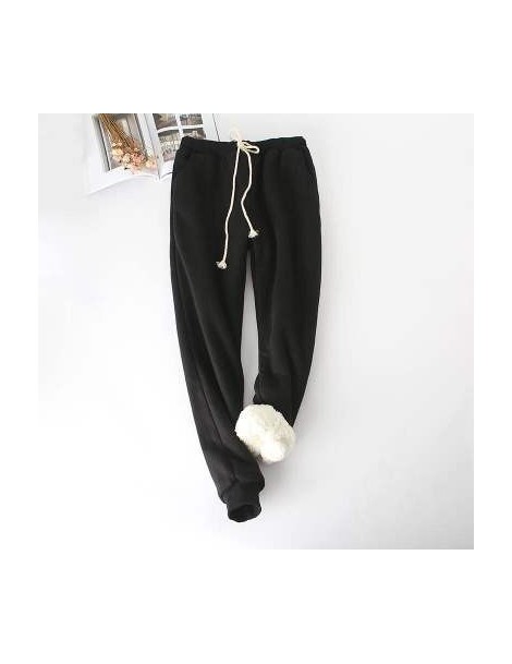 Pants & Capris Winter Lambskin Thicker Elastic Waist Pants Loose Large Size Solid Color Cotton Harem Pants Women Casual Warm ...