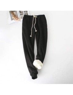 Pants & Capris Winter Lambskin Thicker Elastic Waist Pants Loose Large Size Solid Color Cotton Harem Pants Women Casual Warm ...