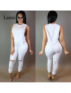Jumpsuits Women hole sleeveless bandage lace up jumpsuit Casual Rompers overalls for female women o-neck zipper jumpsuits wom...