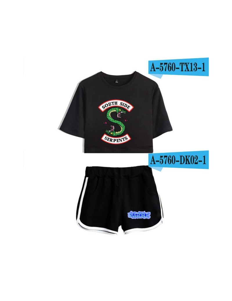 T-Shirts 2018 riverdale t shirt Two-Piece Summer Print T-Shirt Women's Suit Fashion Top + Shorts south side serpents - Army G...