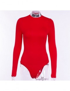 Rompers Sexy Turtleneck Bodysuit Women Cotton Long Sleeve Bodysuit Letter Print High Waist Body Women 2019 Spring Skinny Wome...