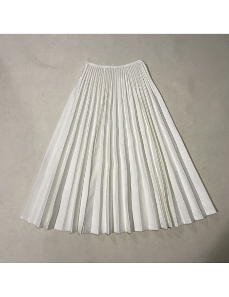 Skirts 2019 Women Elegant Pleated Skirt High Waist Women Spring White Long Skirt Female Ladies High Quality Women Midi Skirt ...