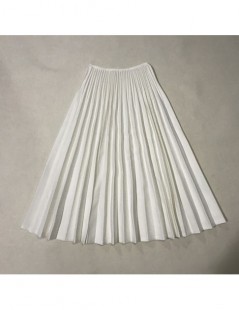 Skirts 2019 Women Elegant Pleated Skirt High Waist Women Spring White Long Skirt Female Ladies High Quality Women Midi Skirt ...