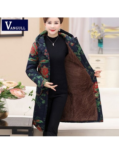 Parkas Women Winter Jacket Parkas Flower Print Warm Long Hooded Coat 2019 New Casual Plus Size 6XL Female Velvet Outerwear - ...
