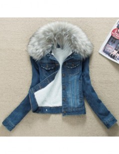 Jackets S-4XL Classic Women's Winter Jacket Fur Collar Denim Female Coat Plus Size Clothes Outerwear Women Warm Cashmere Jean...