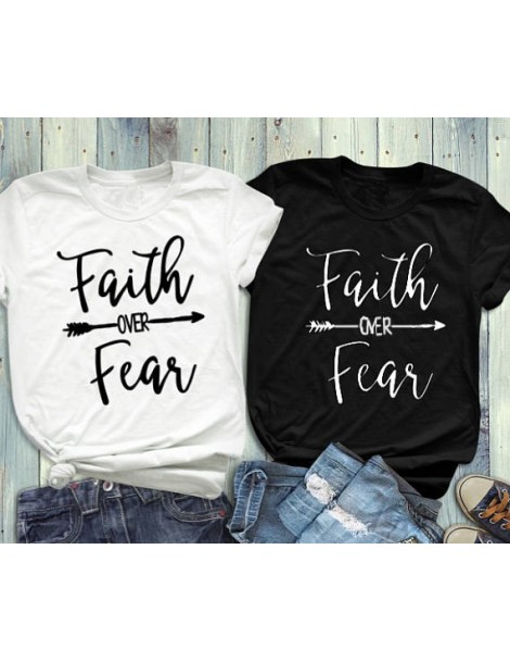 T-Shirts Faith over fear t-shirt Women Plus Size T-Shirt Summer O Neck Tee Tshirt Casual T Shirt Girl Funny Letter Printed To...
