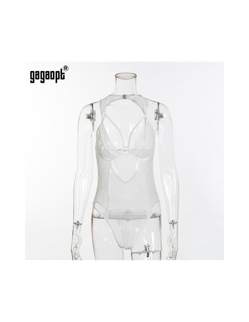 Bodysuits 2019 Lace Bodysuit Women Floral Perspective Bodysuit White/Black Sexy Bodysuit Jumpsuit Overalls Sleepwear - White ...